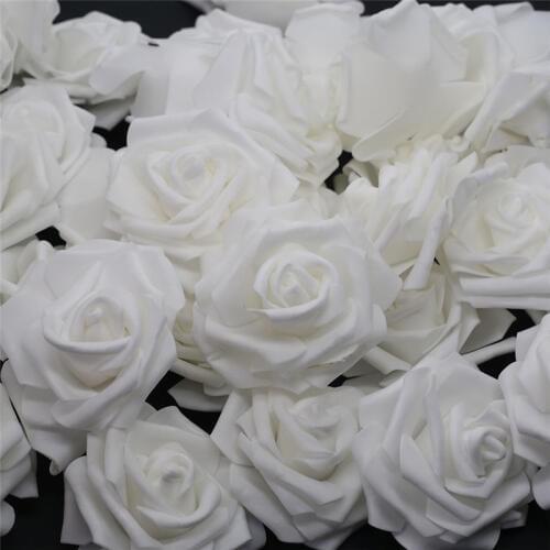 10pcs-100pcs White PE Foam Rose Flower Head Artificial Rose For Home Decorative Flower Wreaths Wedding Party DIY Decoration