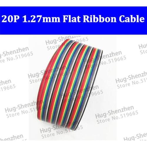 20 WAY Flat Color Rainbow Ribbon flat Cable wire 20P ribbon cable 1.27MM 7*0.127mm pitch for 2.54mm pitch FC connector 5meter