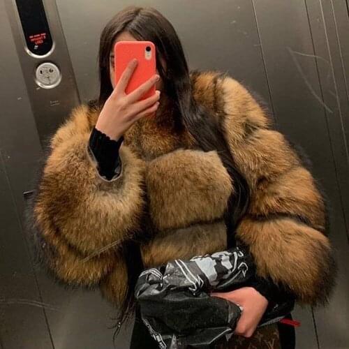 2021 Hot Style Real Fur Coat 100% Natural Raccoon Fur Coat Women High-Quality Fur Jacket Luxury Female Fur Coats Leather Coat