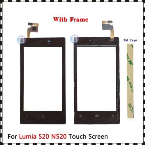 4.0" For Nokia Lumia 520 525 N520 N525 Touch Screen Digitizer Sensor Outer Front Glass Lens Panel With Frame Black