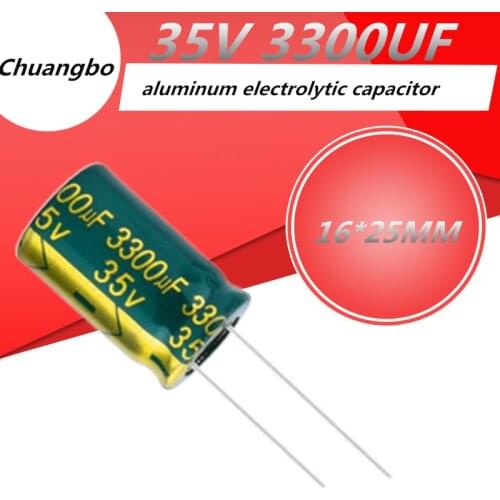 5-10pcs 35V 3300UF 16*25MM (Higt quality) low ESR/impedance high frequency aluminum electrolytic capacitor 35V 3300UF 16*25MM