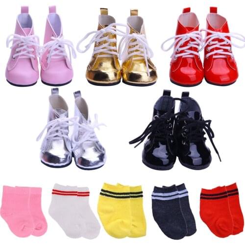 5 Colors Doll New Styles Handmade Boots Shoes Socks Fit 18 Inch American Girl&43cm Reborn Baby Doll,Russian Shoes Toys,Sale Deal
