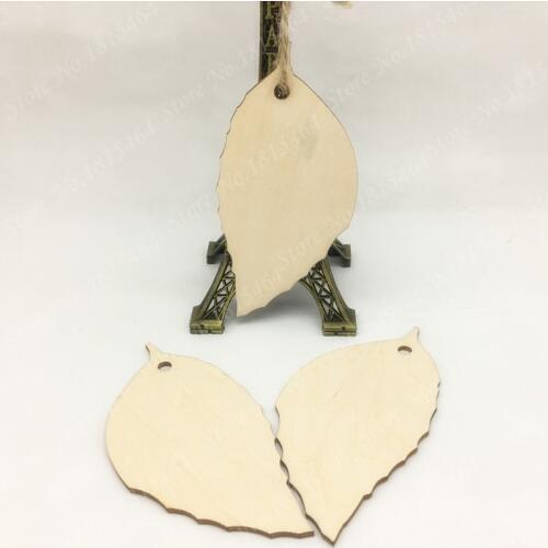 60pcs Wish Card Leaves Wood Tags Tree Decoration Ornaments Rustic Tags Wedding Valentine Party Nature Color Gift Home Decor