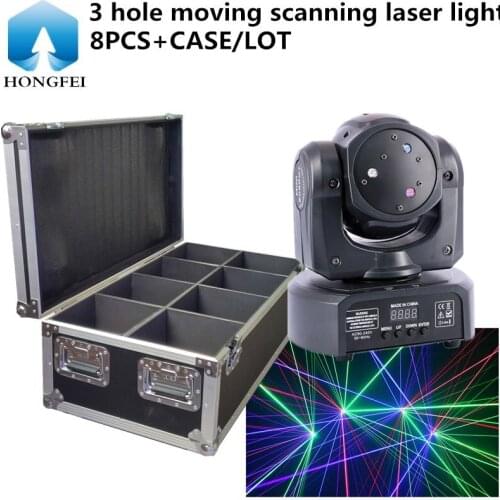 8PCS/ RGB Scanning laser light+Flight Case line laser light KTV bar passion moving head laser light