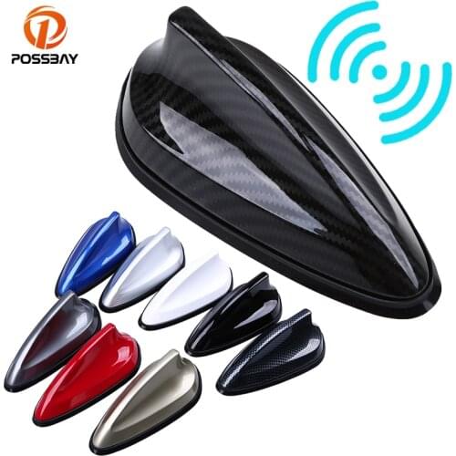 POSSBAY Car Shark Antenna FM Signal Aerials Radio Amplifier Auto Roof Decoration Car Antennas Stickers for Audi VW Toyota BMW