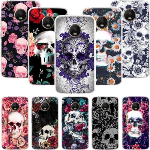 Floral Sugar Skull Flower Phone Case For Motorola Moto G9 G8 G7 G6 G5 E6 E5 E4 Plus Play Power One Action Macro Coque Cover Capa