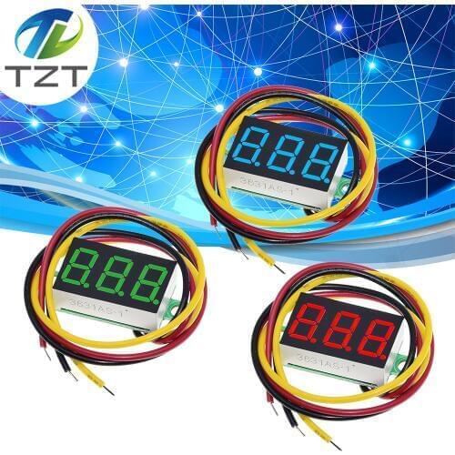 0.36 Inch 0.36" Digital Voltmeter Red Green Blue DC 0V-100V Three Lines 3 digit Voltage Panel Meter Display led Color 3 wires