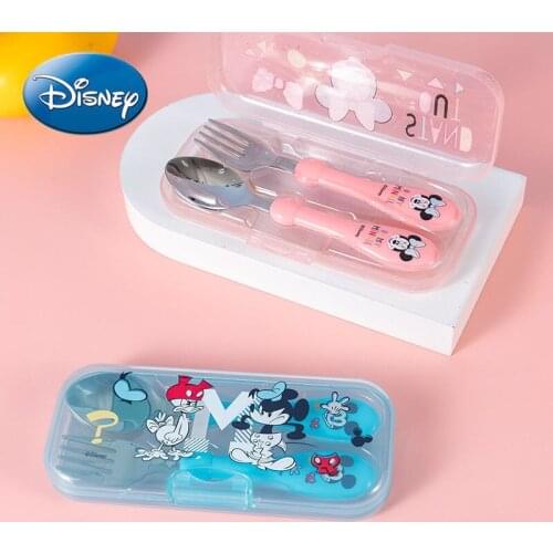 Disney Mickey Mouse Minnie Childrens Spoon Fork Supplementary Spoon Childrens Tableware Two-piece Box