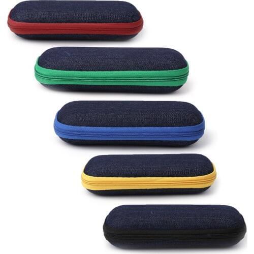 Glasses Box Denim Fabric Zipper Sunglasses Protection Crush Resistance Container W715