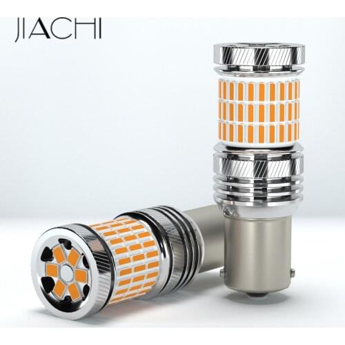 JIACHI 50PCS 1156 BA15S LED Car Turn Singal W21/5W Auto Blinker 3156 7440 High Power No Error PY21W BAU15S Yellow DC12-24V Super