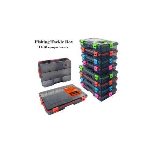 Fishing Tackle Box 11/13 Compartments Fishing Accessories Baits Lure Hook Boxes Plastic Storage Case Fishing Accessories