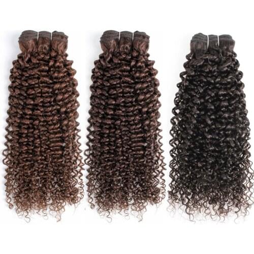 Jerry Curly Hair Weave 2/3/4 Bundle Color 4 Chocolate Brown 10-24 inch Quality Remy Human Hair Extensions BOBBI COLLECTION