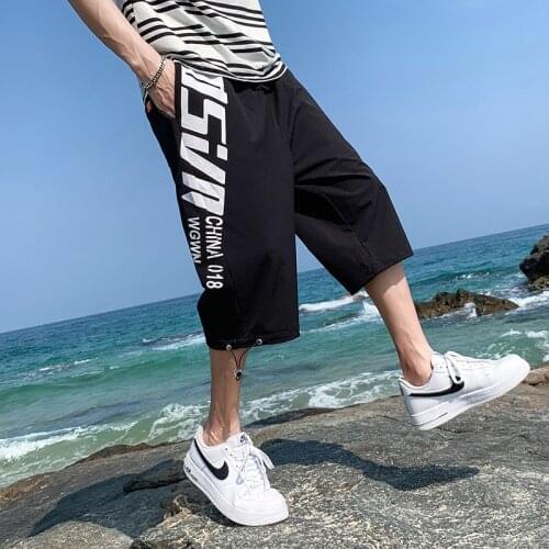 Summer 2021 New Korean Fashion Casual Handsome MenS Trousers Fashion Brand Ins Tooling Shorts Boys' And Students' 7-Point Pants