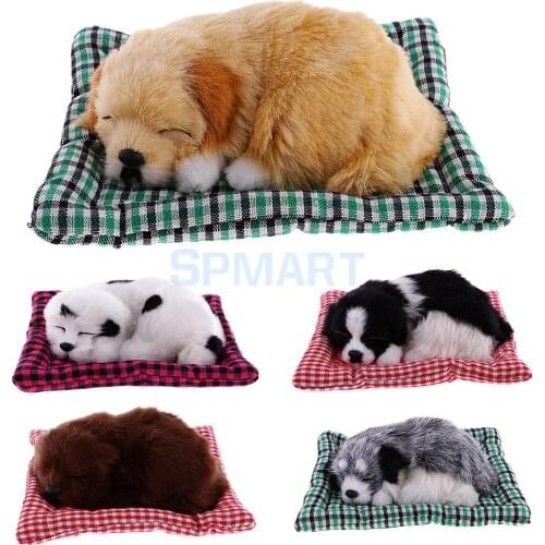 Cute Sleeping Plush Dog Puppy on Mat Stuffed Puppy Animals Toy Decor