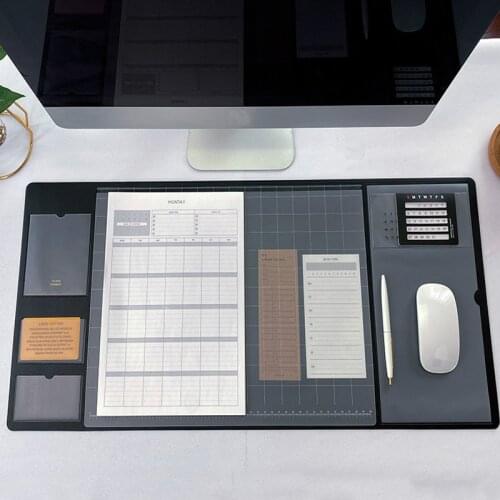 Retro Multifunctional Mouse Pad Waterproof Big Size Computer Notebook Desk Pad with Calendar Pu Mouse Pad Business Office Home