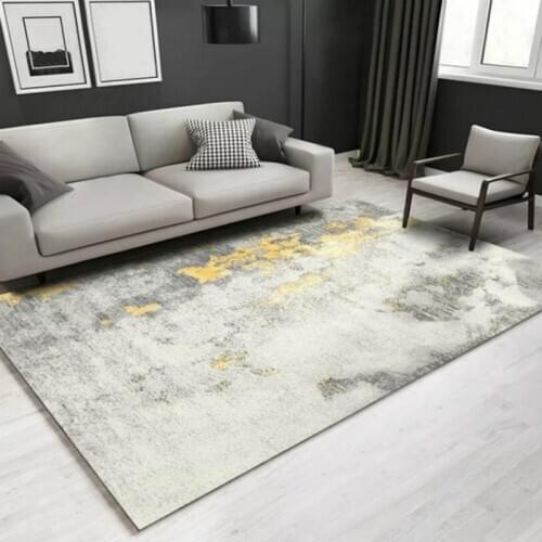 Fashion Modern Yellow Gray Abstract Ink Living Room Bedroom Kitchen Bedside Carpet Floor Mats Custom