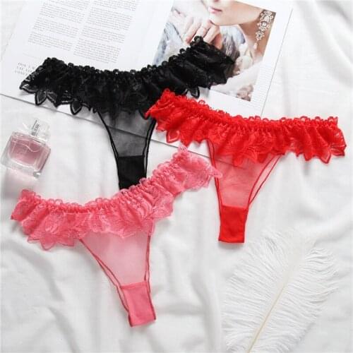 Fashion Panties Women Lace Transparent Underwear Female Sexy Low Rise Briefs Ladies Adjustable Lingerie Ultra-Thin Underpants