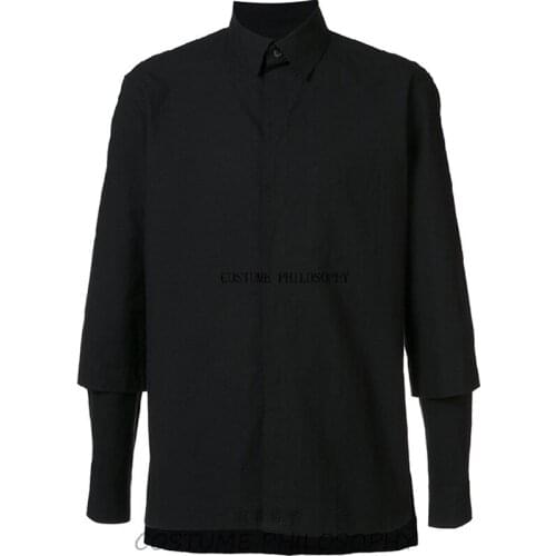 M-6XL! ! The big size show 2018 New mens casual shirt dark style double sleeve slim shirt and two shirts