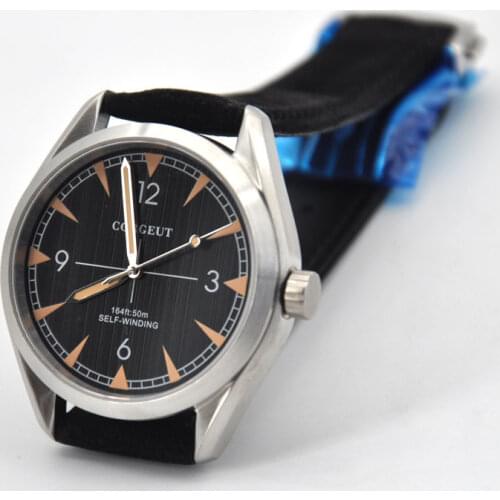 41MM Corgeut Mens Watch Black Dial Miyota8215 Automatic Movement Waterproof Luminous Sapphire Glass High Quality316 SS Case