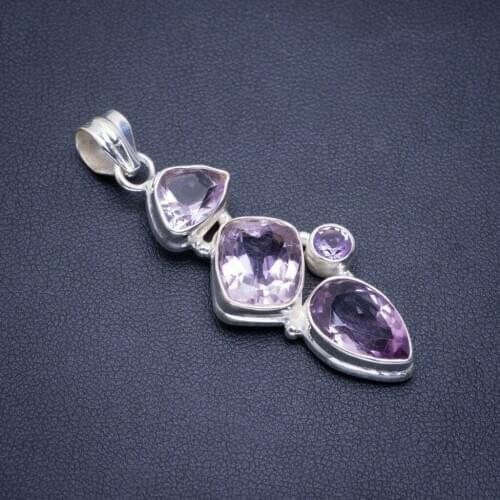 Natural Amethyst Handmade Unique 925 Sterling Silver Pendant 2" A1512