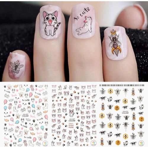 Newest CA sereis CA-197 bee 3d nail art sticker nail decal stamping export japan designs rhinestones decorations