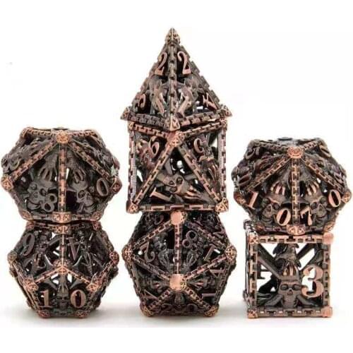 2021 Autumn New Hollow Metal Dice Set Dnd Dice Polyhedral Dados Rol Playing Game Dice Dobbelspel kostki D4-D20 Dice 7pcs/set