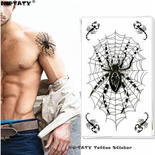 Nu-TATY Spider Web Designs Temporary Tattoo Body Art Flash Tattoo Stickers 17*10cm Waterproof Fake Tatoo Car Styling Sticker