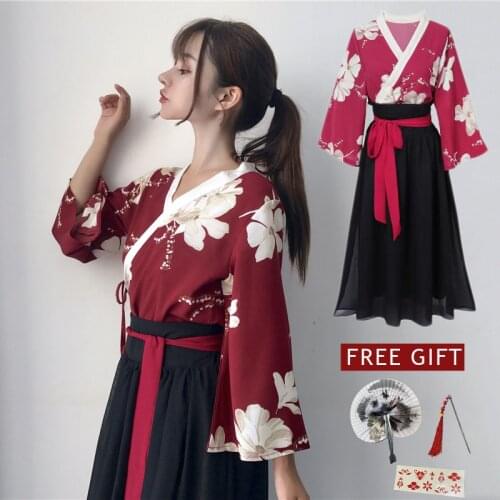 Retro Japanese Style Vintage Haori Kawaii Girls Women Foral Kimono Dress for Party Yukata Asian Clothes Skirts Vestidos Hot Sale