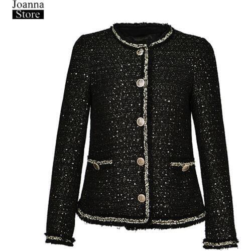 Luxury jacket women vintage elegant office ladies coat tassel shining classic jackets french outwear spring autumn new clothes