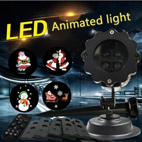 LED 12 Patterns Christmas Light Outdoor Indoor Exchange Card Animation Anime Projector Lawn Lamp Disco Xmas Hanger Light