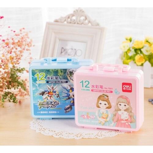 7051 12-Color Boxed Watercolor Pen Cute Cartoon Graffiti Drawing Pen CHILDRENS Color Brush Office supplies classroom stationery