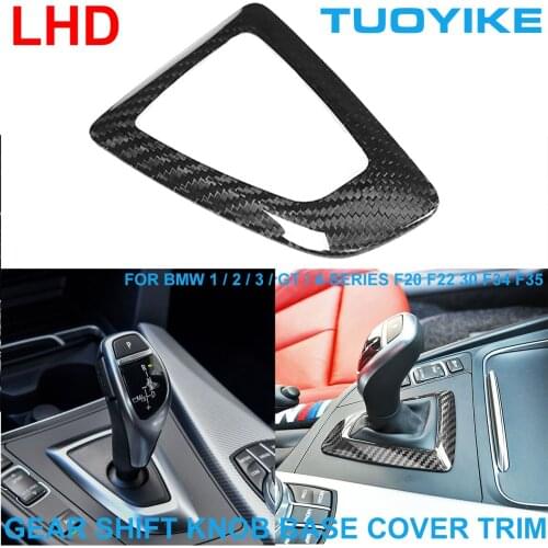 LHD Car Styling Real Carbon Fiber Gear Shift Knob Base Cover Panel Trim For BMW 1/2/3/GT/4-Series F20 F22 F30 31 F32 F33 F34 F35