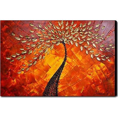 Hand Painted Abstract Floral Oil Painting Modern Gold Wall Painting Flower Canvas Art Oil Painting Wall Pictures for Bedroom