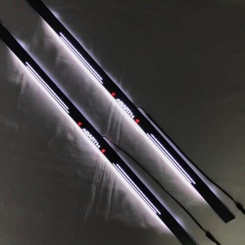 Osmrk led moving door scuff for Fiat abarth dynamic door sill plate flat lining overlays guards flowing/fixed light