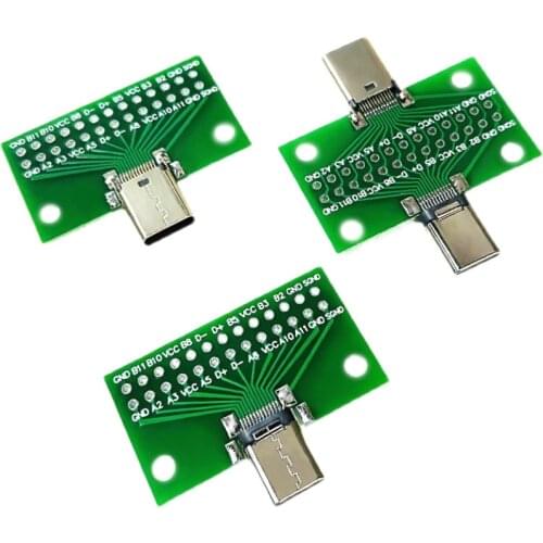 Type-C Male to Female USB 3.1 Test PCB Board Adapter Type C 24P 2.54mm Connector Socket For Data Line Wire Cable Transfer
