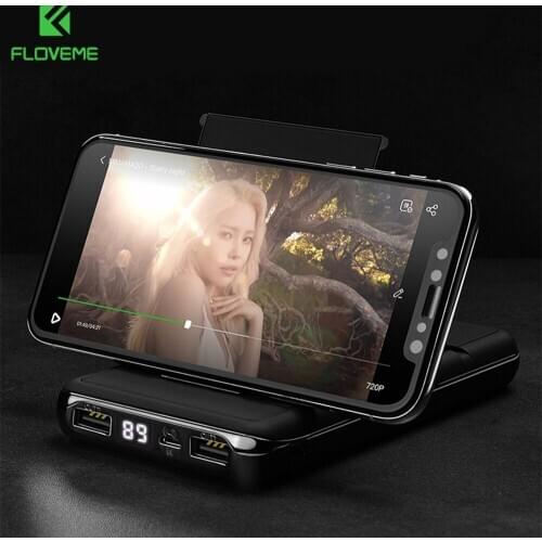 20000 mAh Power Bank QI Wireless Charger For iPhone 12 Xiaomi Phone Stand 10000 mAh Dual USB External Battery Portable Charger