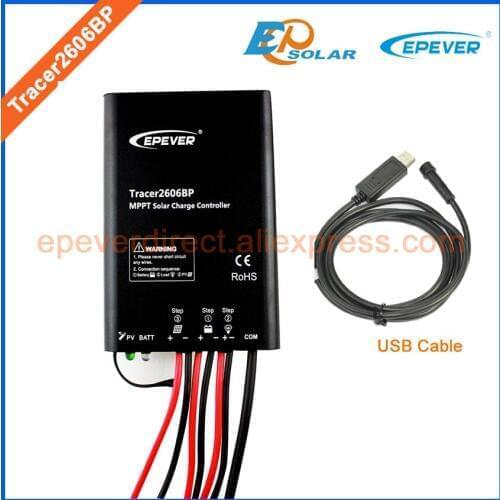 High efficiency MPPT solar controller Tracer2606BP USB cable communication Max PV input 60V Battery charger 12V/24V auto work