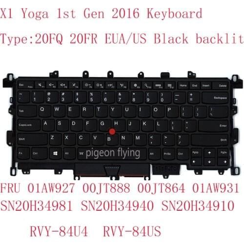 X1 YOGA Keyboard For Thinkpad X1 YOGA 1st gen Laptop 2016 EUA FRU 01AW927 00JT888 00JT864 01AW931 RVY-84U4 RVY-84US SN20H349