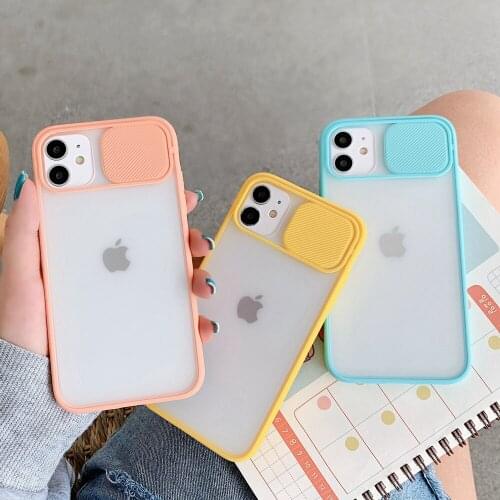 Slide Camera Protection Phone Case For iPhone 11 12 Pro Max XR XS X 8 7 Plus Mini Matte Transparent Cover Soft Silicone Bumper