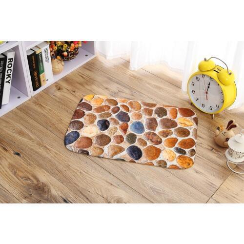 Zeegle Suede 3D Stone Printed Mats For The Hallway Welcome Door Mats Anti-slip Kitchen Rugs Bedroom Bedside Mats Bathroom Carpet