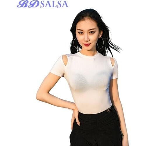 2020 New Top Latin Dance Clothes Practice Clothes Female Dance Cloth Sexy Missing Shoulder GIFT Coat Dance Clothing Summer DA444