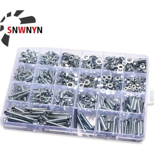 1Box/Set M6 Nut And Bolt Stainless Steel DIY Bolts M3 M4 M5 Nuts Screw Sets Gasket Phillips Head HexSocket Screw Repair Tool Kit