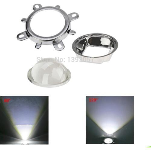 1Set 44mm Optical Glass LED Lens 60 Degree + 50mm Reflector Collimator + Fixed Bracket for 20W 30W 50W 100W COB High Power Chip