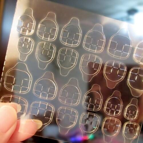 1 Sheet 24 Tips Transparent Stickers Strong Ultra Thin Double Side Adhesive False Nail Tips Nail Art Manicure Tool