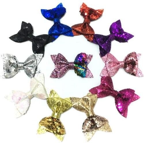 10pcs/lot Glitter Sequin Hair Bows DIY Hair Ribbon For Sewing Craft Hair Accessories