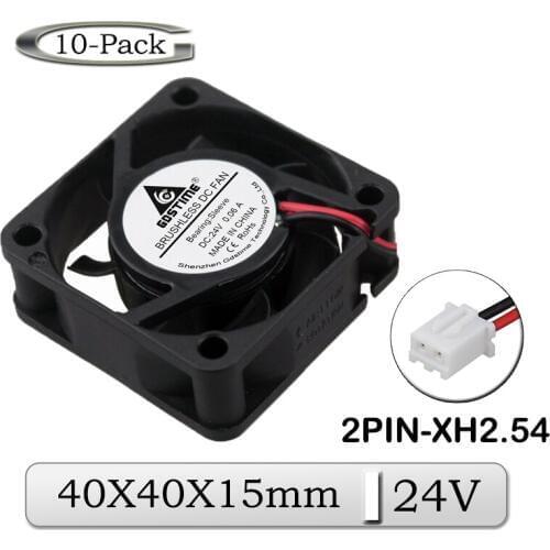 10Pcs/Lot Gdstime DC 24V 40x40x15mm 40mm Brushless Axial Cooling Fan 4015 4cm Printer Mini Exhaust Radiator Cooler Fan