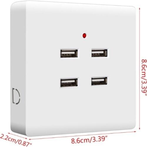 2/4 Ports USB Electrical Socket Wall Mounting Charger Station Power Adapter Plug GXMA