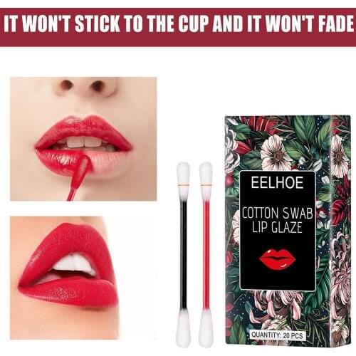 20 Pcs/Set Lipstick Cigarette Cotton Swab Lipstick Portable Waterproof Liquid Non-Stick Cup Tattoo Lipstick Lip Tint Lipgloss N6