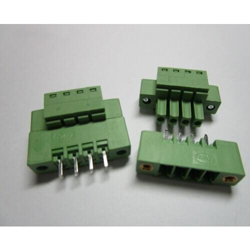 50 pcs With Embossmen Straight 4 pin Pitch 3.5mm Screw Terminal Block Connector Green Color Pluggable Type with straight pin