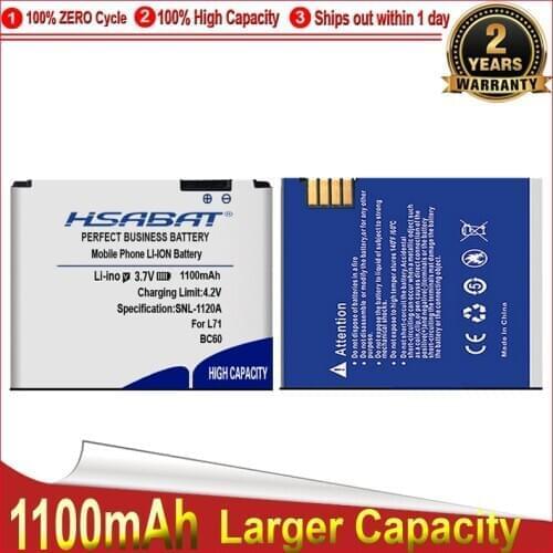 HSABAT 0 cycle 1100mAh BC60 Battery for Motorola L7 A1600 L72 E8 L71 C261 EM30 Perfect Replacement-free shipping